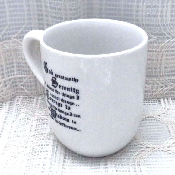 White Ceramic Coffee Mug with Serenity Prayer and Native American Girl Handmade - Picture 5 of 8
